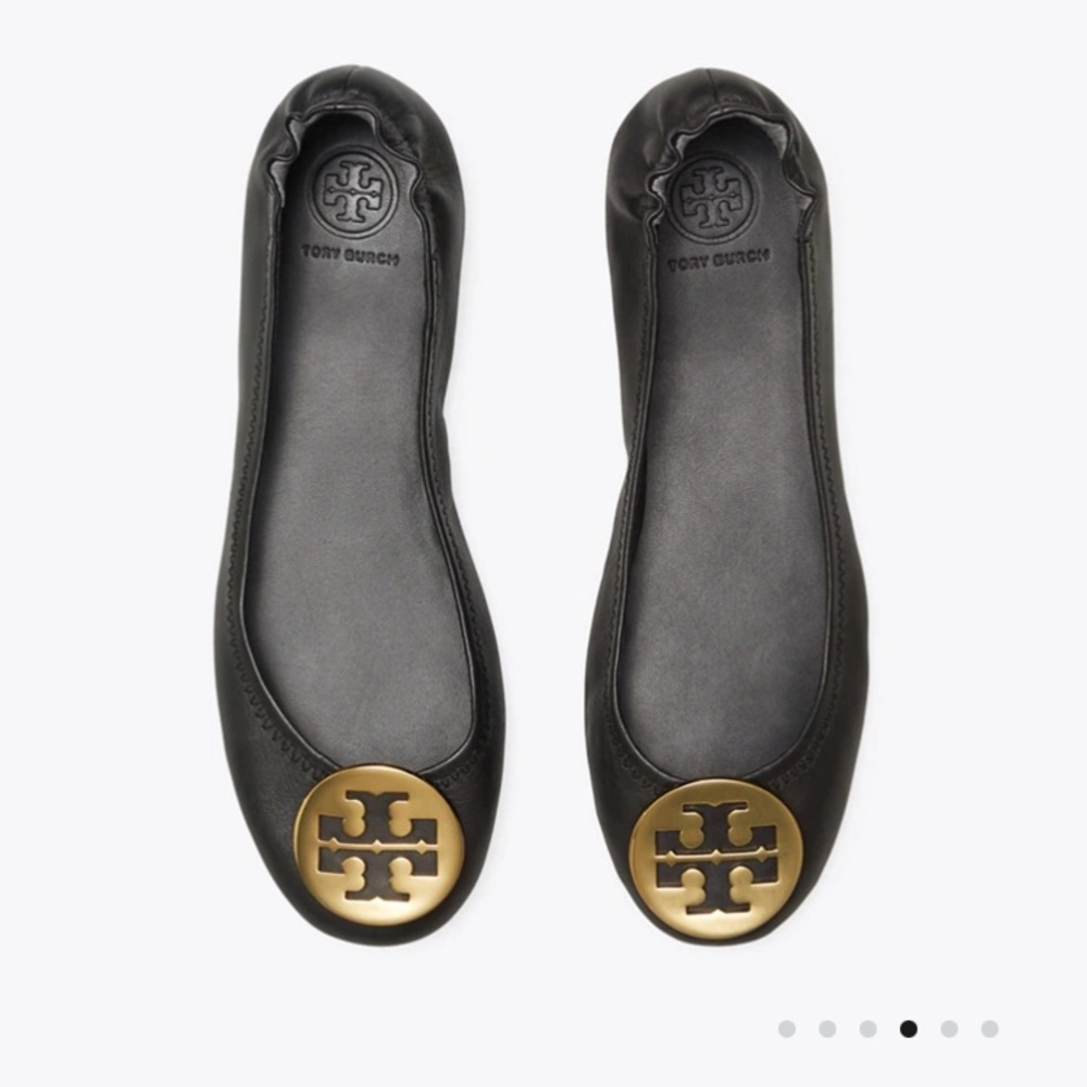 Tory Burch Minnie Travel Flat Black & Gold 8